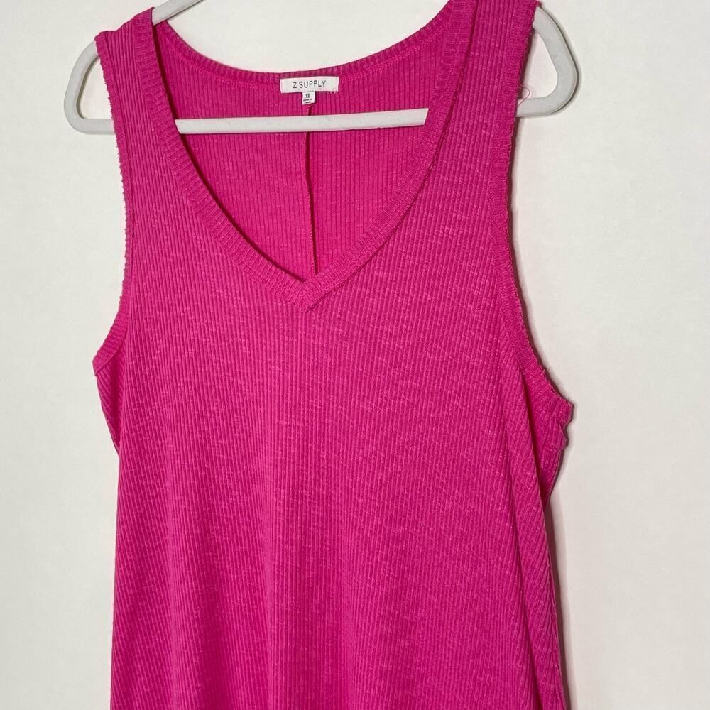 Z Supply Raspberry Ribbed Knit Sleeveless Swing Dress XL - Picture 3 of 9